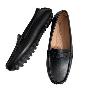 Beauseen  NEW 6.5 Black Leather Loafers Moccasin